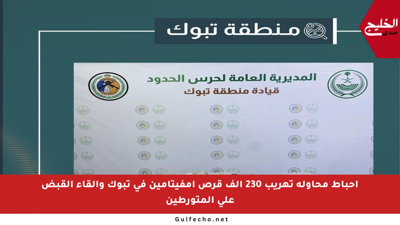 إحباط محاولة تهريب 230 ألف قرص إمفيتامين في تبوك وإلقاء القبض على المتورطين